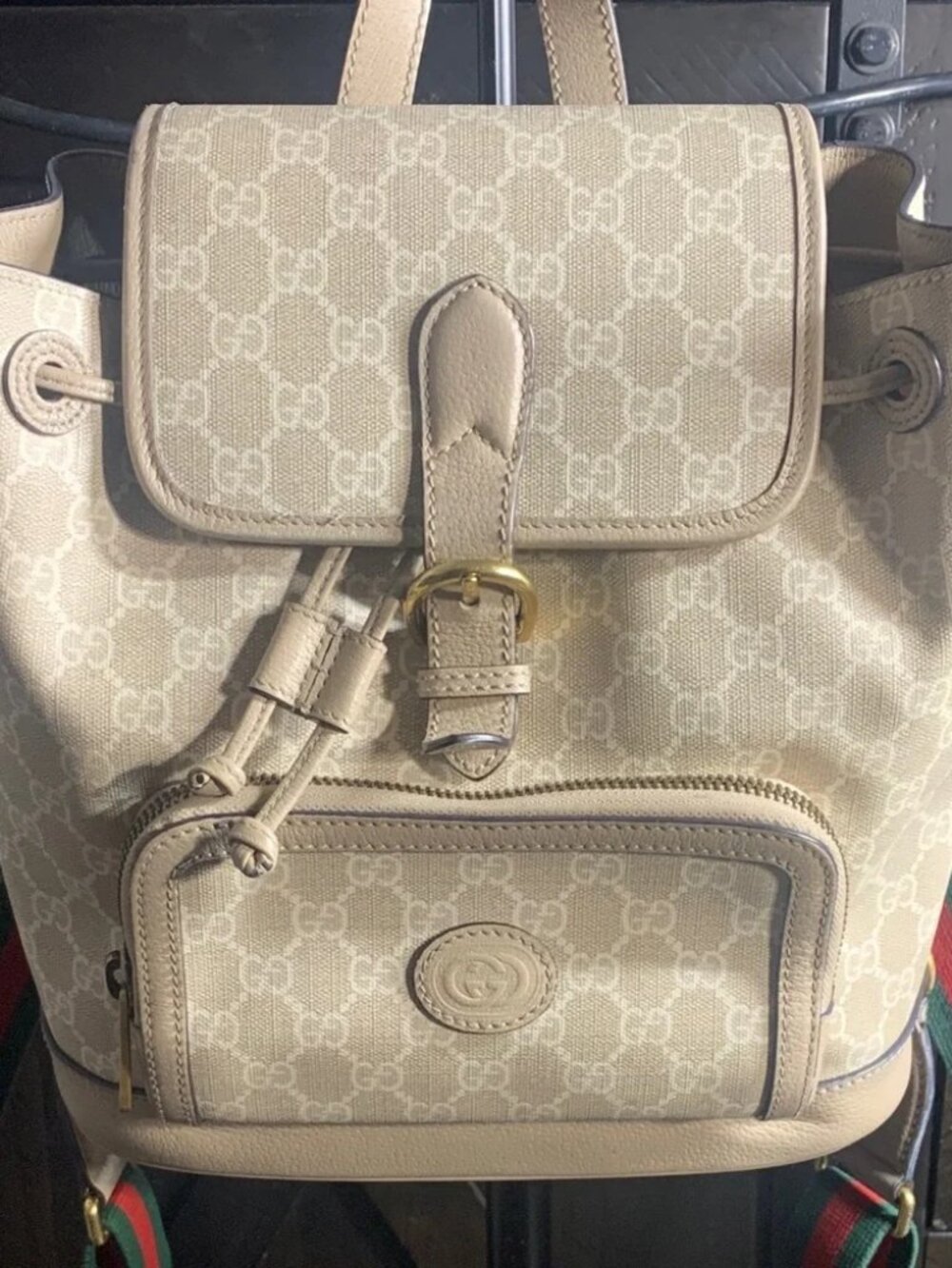 Gucci White GG Supreme Monogram Azalea Calfskin Retro Interlocking G Buckle Back